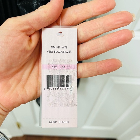 Nwt gorgeous Nanette Lapore sz 10 metallic gray shift dress with neck tie - Picture 4 of 7